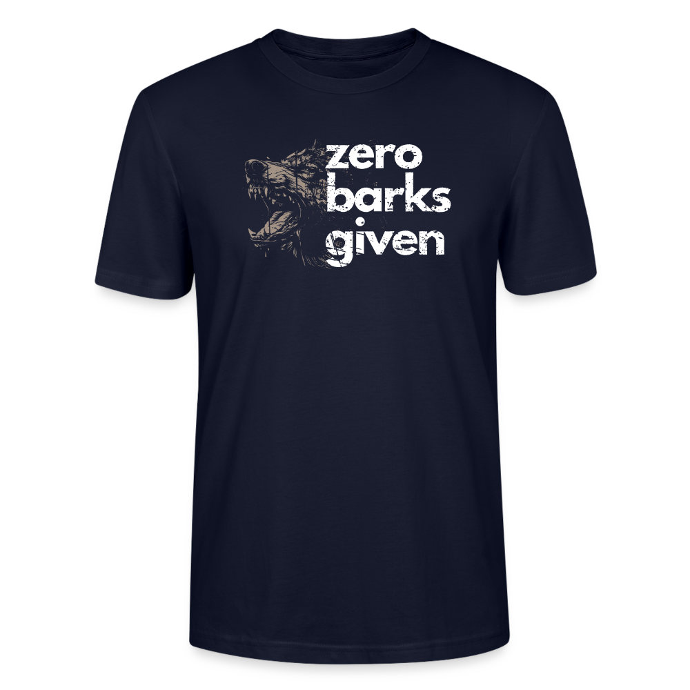 
                  
                    Unisex T-Shirt | zero barks given | White - Navy
                  
                