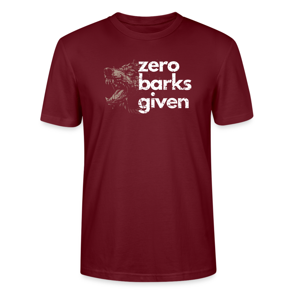 
                  
                    Unisex T-Shirt | zero barks given | White - Burgunderrot
                  
                