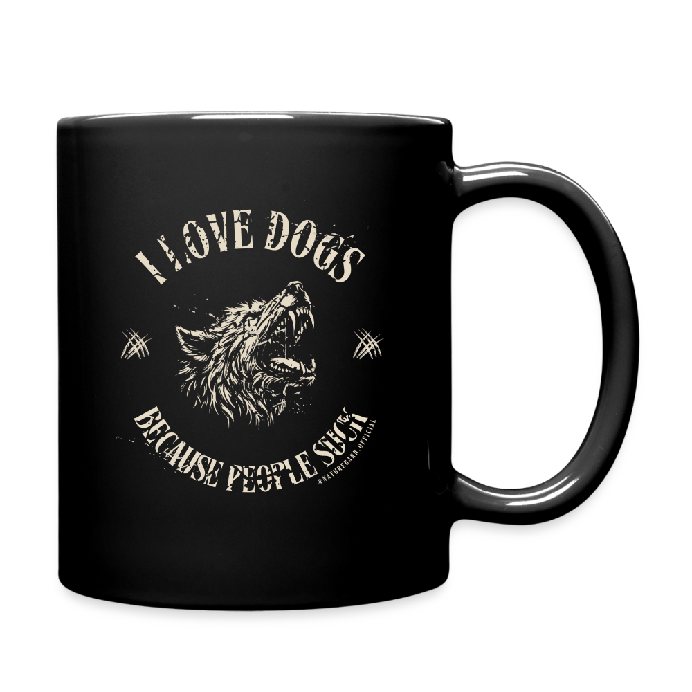 Tasse | Einfarbig | I love Dogs because... - Schwarz