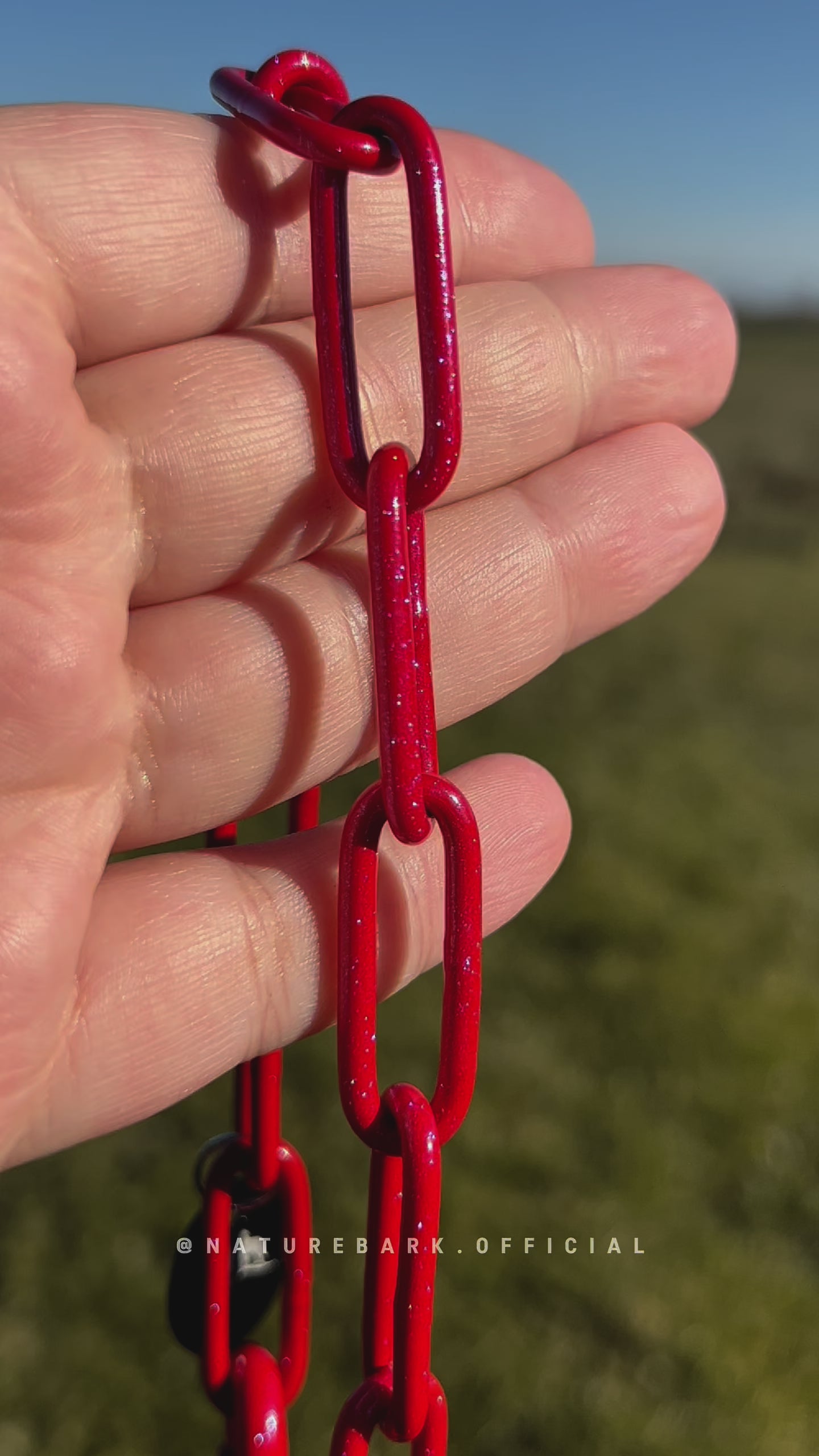 Power Halsband | ZWEITE CHANCE | Glitzer Rot | HU 51cm | 3mm | Kürzbar